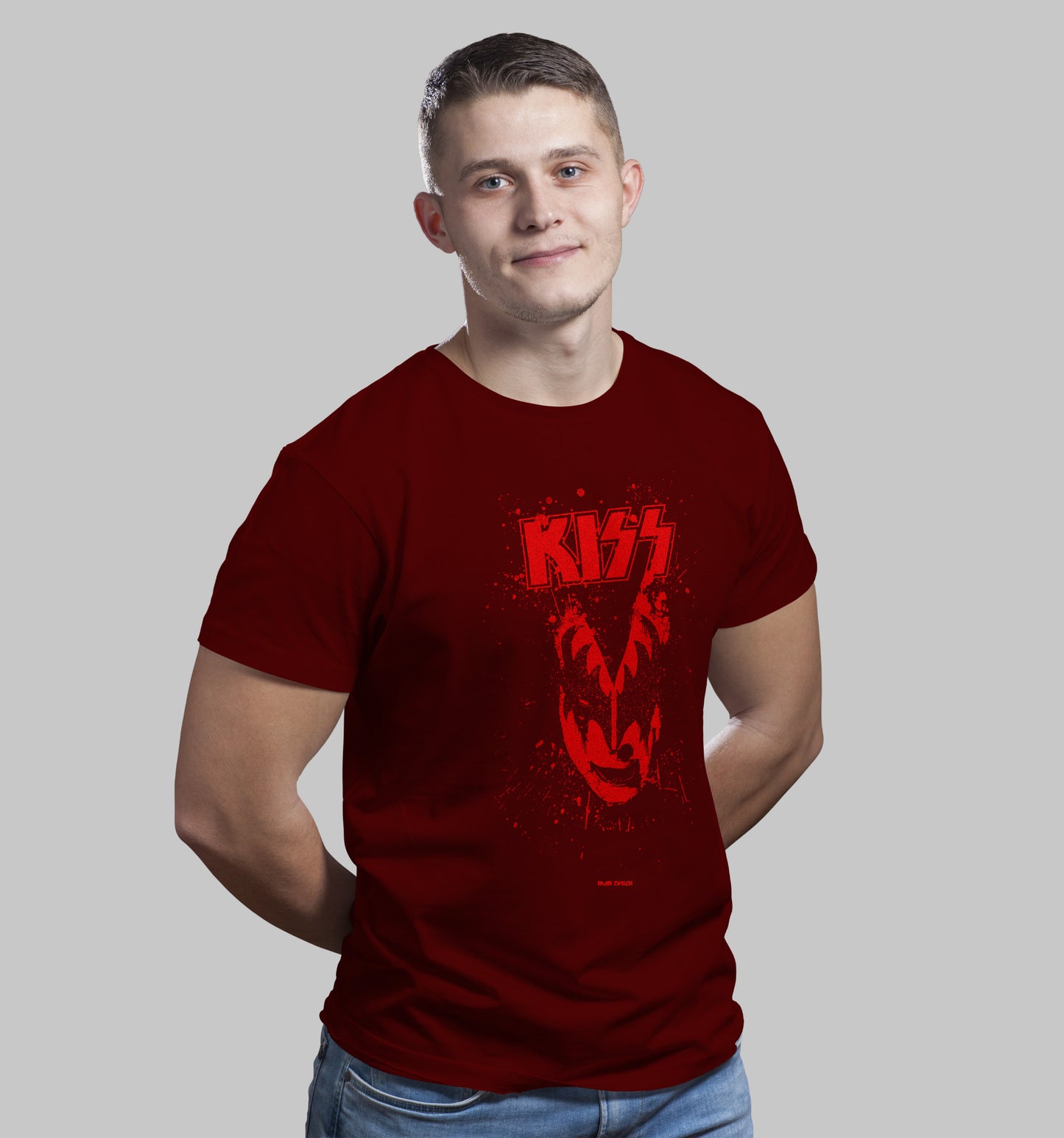 Kiss Red T-Shirt In Dark - Mon Zurich Originals