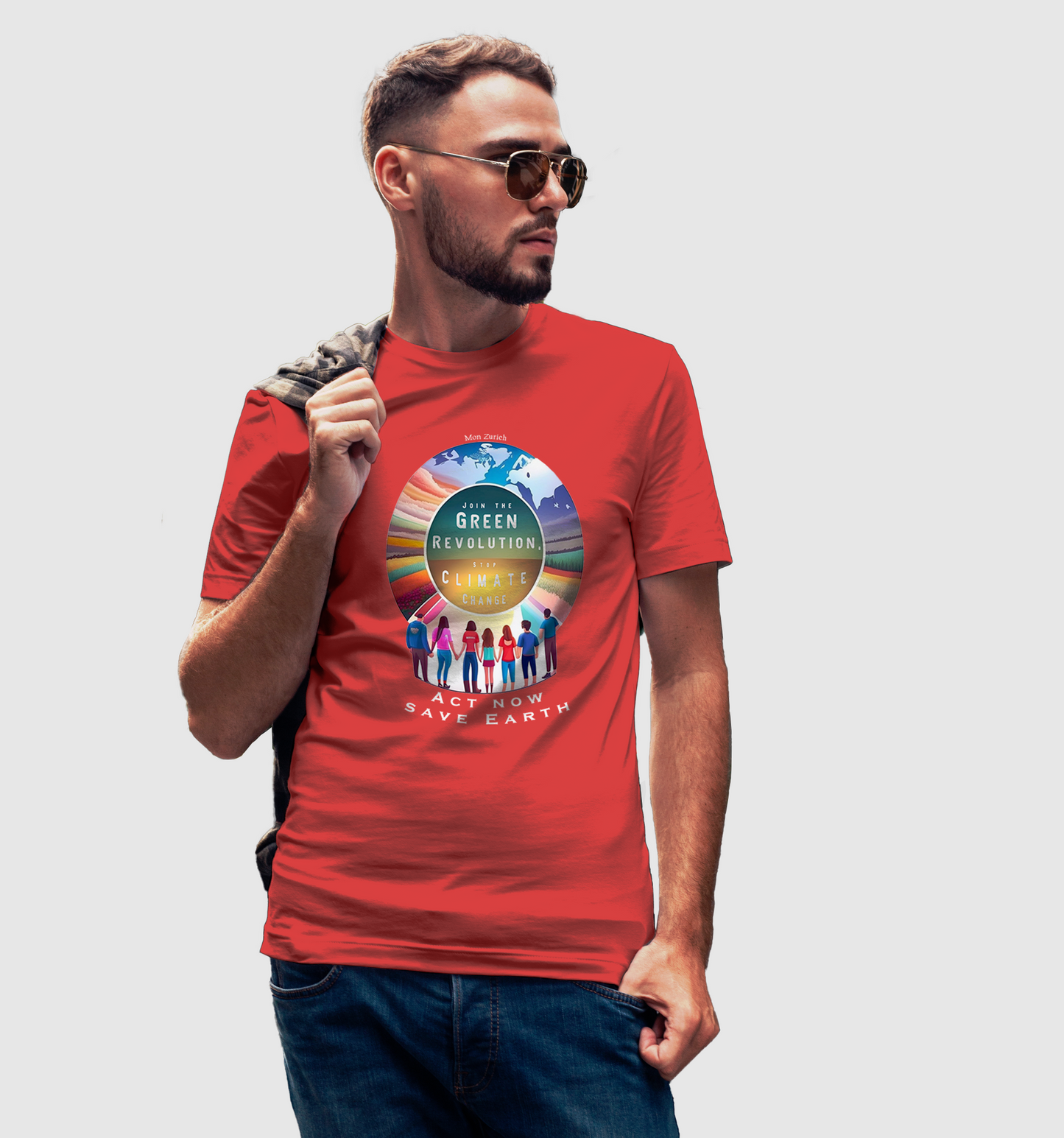 Join the Green Revolution, Stop Climate Change T-shirt in Dark - Mon Zurich Originals
