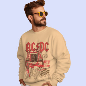 Acdc - Highway To Hell Cartoons And Comics Sweatshirt In Beige - Mon Zurich Fan Art Printed Collection