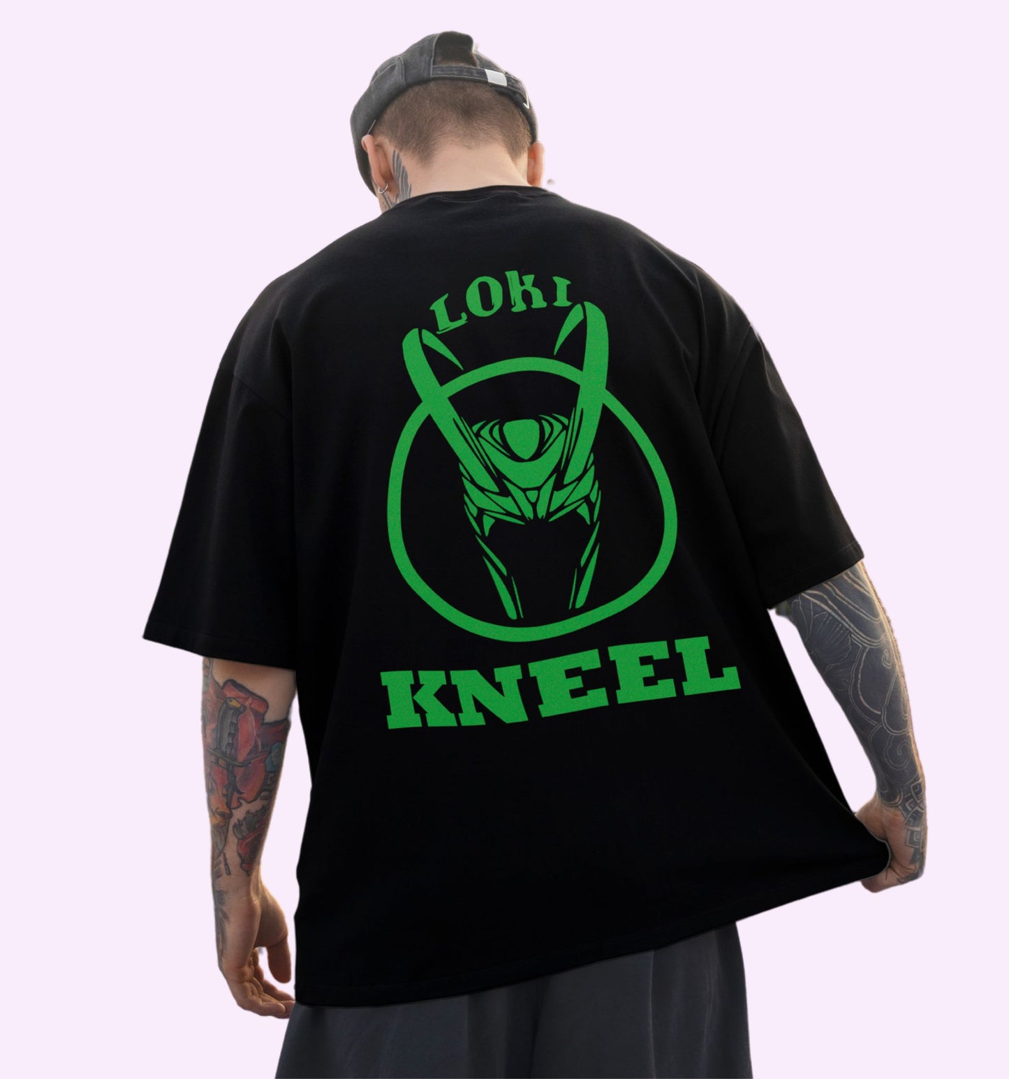 Loki - God Of Mischeif Superhero Back print Oversized T-Shirt In Black - Mon Zurich Fan-Art