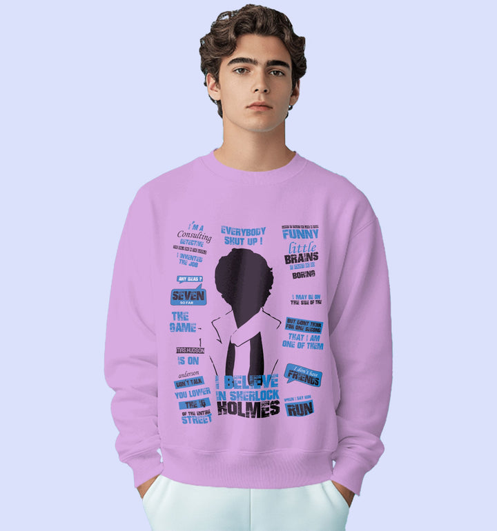 Sherlock Holmes Movies And Tv Shows Sweatshirt In Lavender - Mon Zurich Fan Art Printed Collection