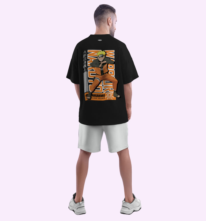 Naruto - Warrior - Back Print Anime Oversized T-Shirt In Black - Mon Zurich Fan-Art