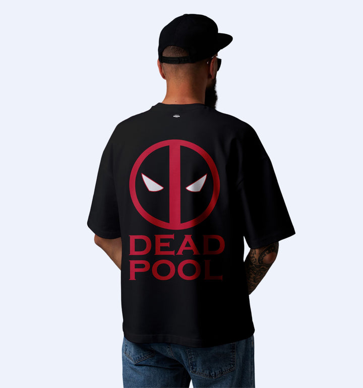 Deadpool - Back Print Superhero Oversized T-Shirt In Black - Mon Zurich Fan-Art