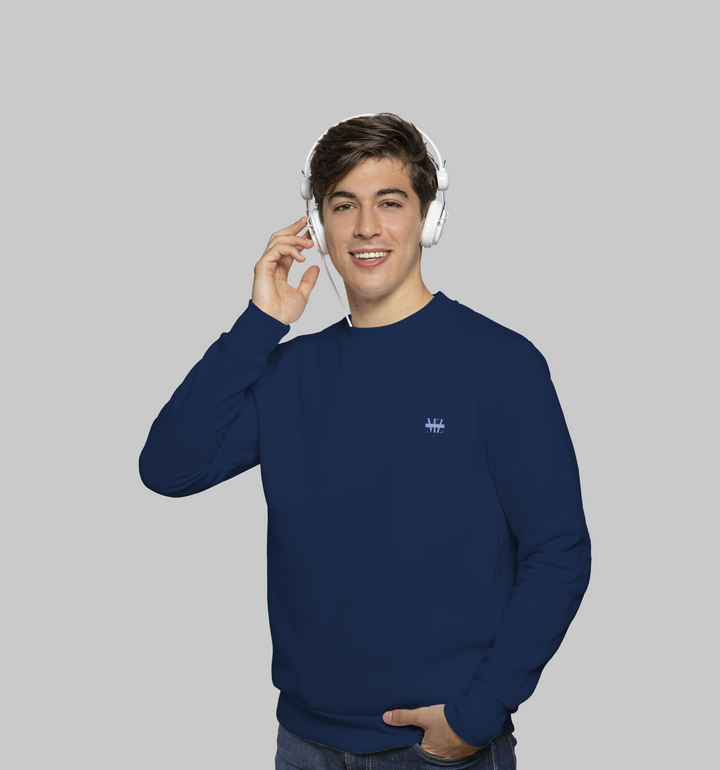 Navy Blue Sweatshirt In Plain - Mon Zurich Originals