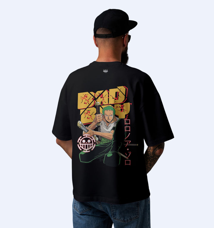 Bad Boy - Roronoa Zoro - Back Print Anime Oversized T-Shirt In Black - Mon Zurich Fan-Art