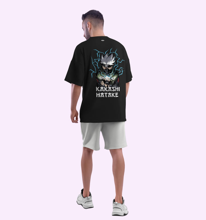 Kakashi Hatake - Back Print Anime Oversized T-Shirt In Black - Mon Zurich Fan-Art