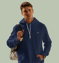 Navy Blue Hoodie In Plain - Mon Zurich Originals