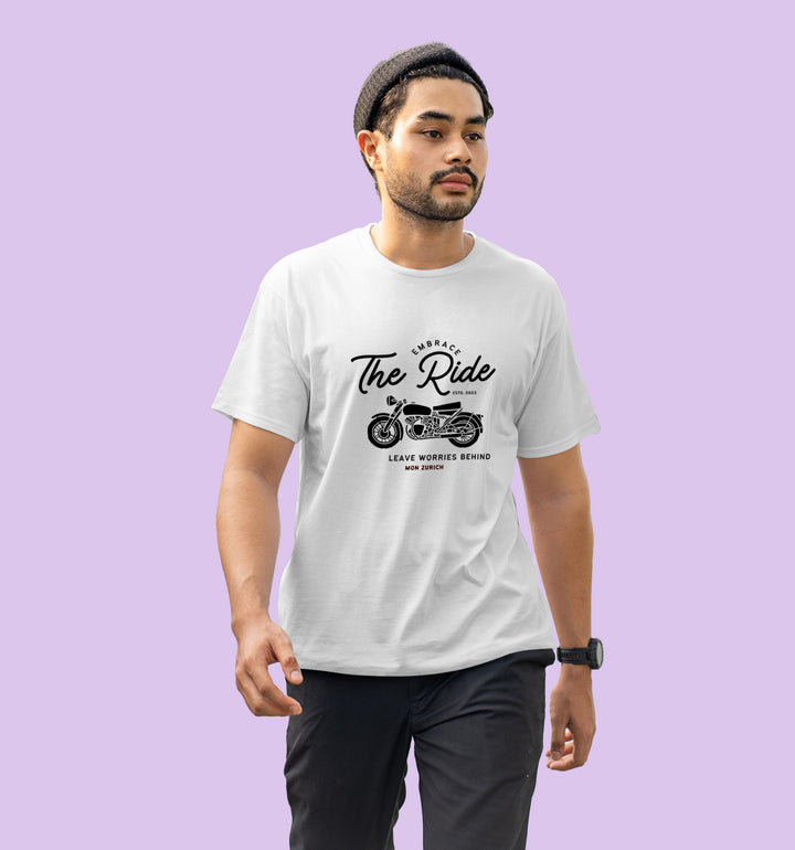 Embrace The Ride Leave Worries Behind T-Shirt In Light - Mon Zurich Originals