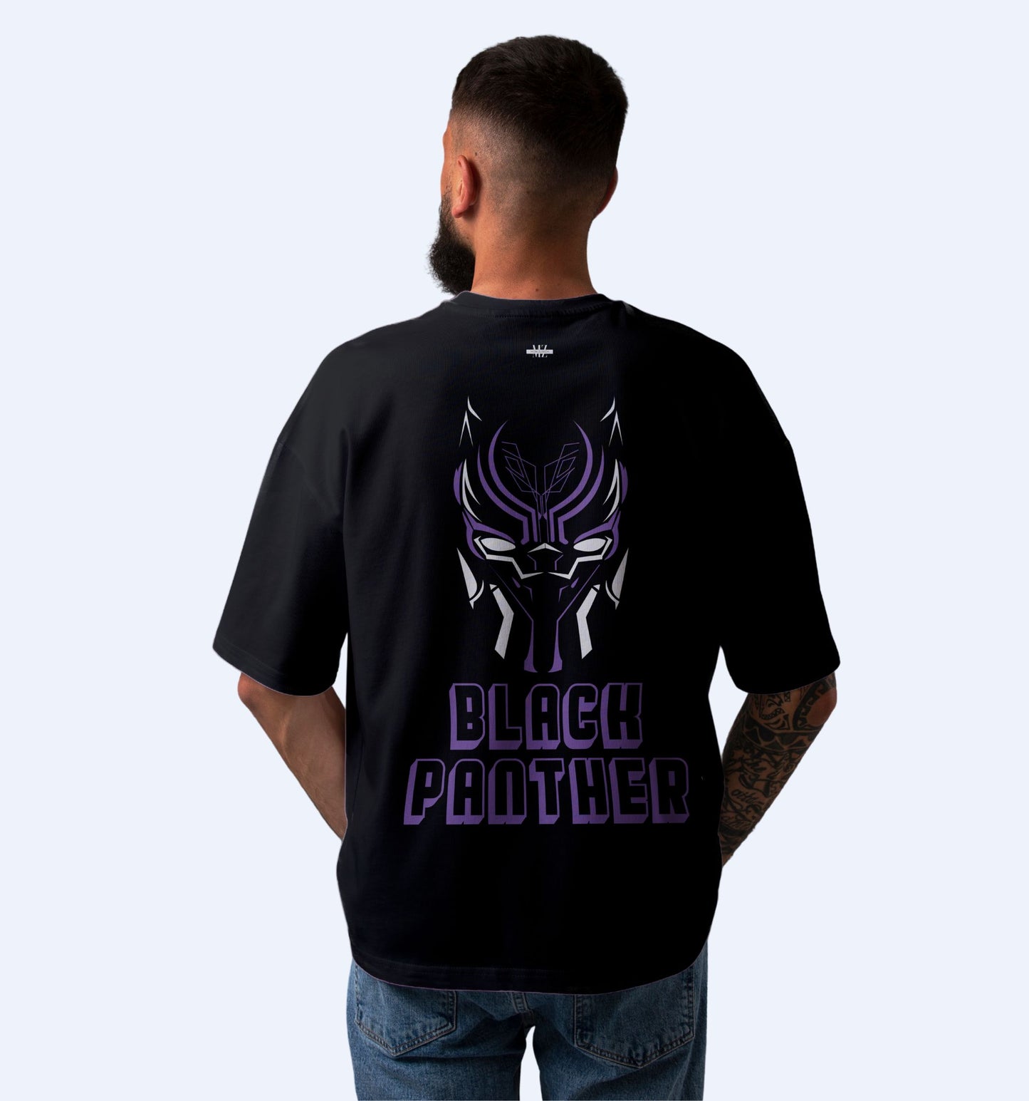 Black Panther - Wakanda Forever - Full Back Print Superhero Oversized T-Shirt In Black - Mon Zurich Fan-Art