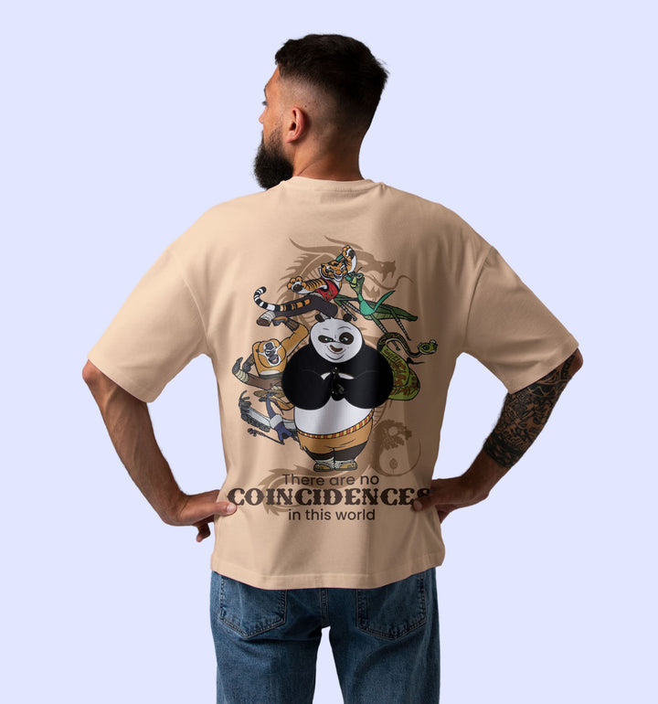 Kung Fu Panda Cartoons And Comics back print Oversized T-Shirt In Beige - Mon Zurich Fan Art Printed Collection