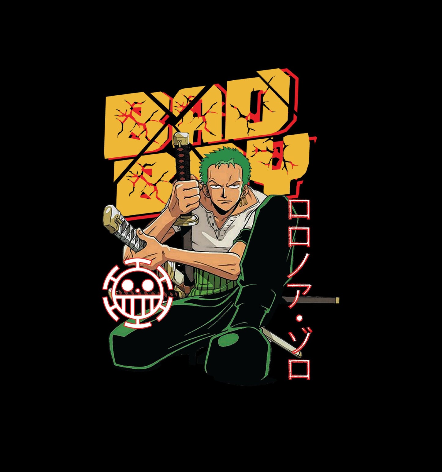 Bad Boy - Roronoa Zoro - Back Print Anime Oversized T-Shirt In Black - Mon Zurich Fan-Art