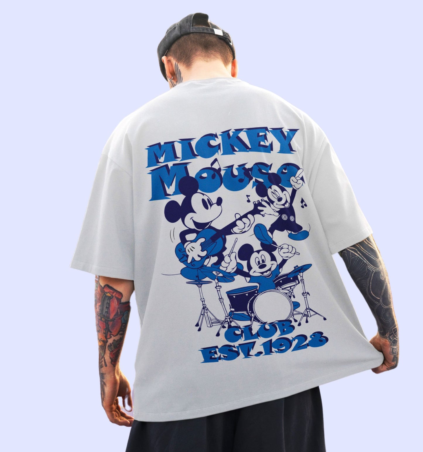 Mickey Mouse - Est.1928 Cartoons And Comics Back print Oversized T-Shirt In White - Mon Zurich Fan Art Printed Collection