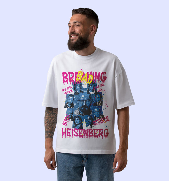 Breaking Bad - Heisenberg Movies And Tv Shows front print Oversized T-Shirt In White - Mon Zurich Fan Art Printed Collection