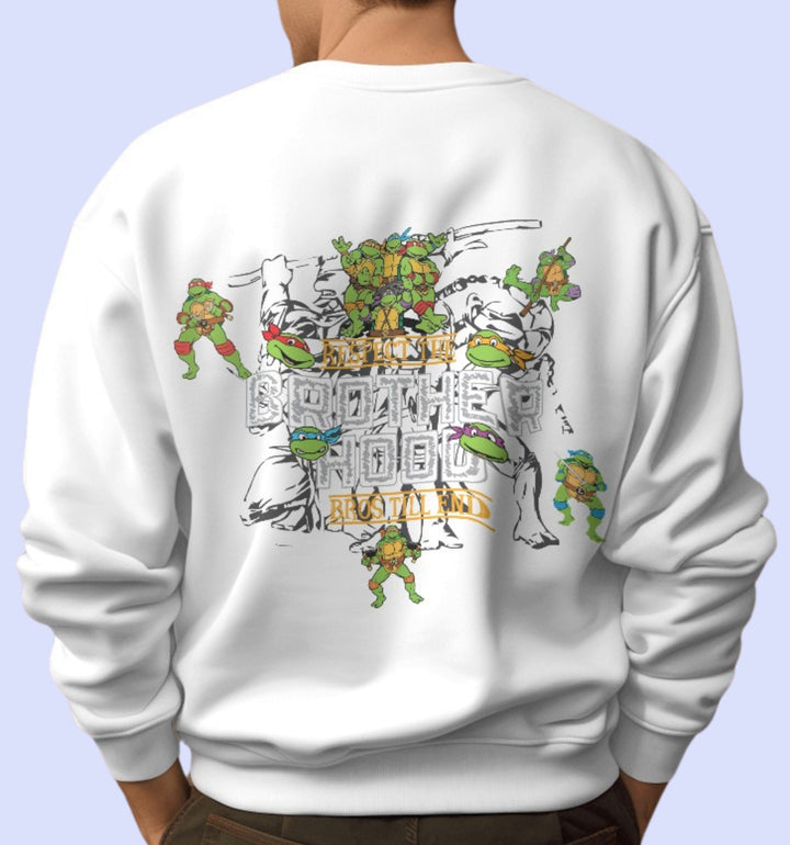 Brother Hood - Tmnt Cartoons And Comics Sweatshirt In White - Mon Zurich Fan Art Printed Collection