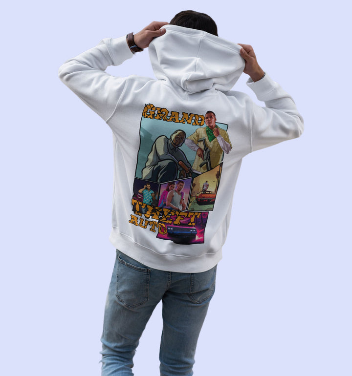 Grand Theft Auto Games Hoodie In White - Mon Zurich Fan Art Printed Collection