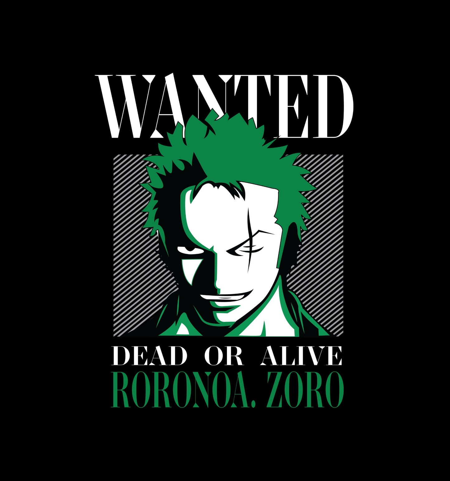 Roronoa - One Piece - Wanted Back Print Anime Oversized T-Shirt In Black - Mon Zurich Fan-Art
