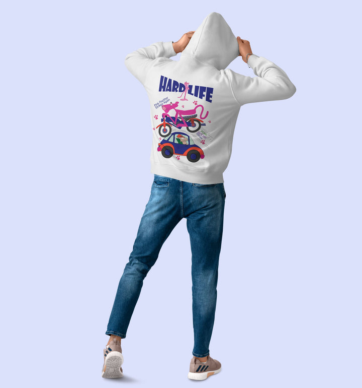 Pink Panther - Hard Life Cartoons And Comics Hoodie In White - Mon Zurich Fan Art Printed Collection