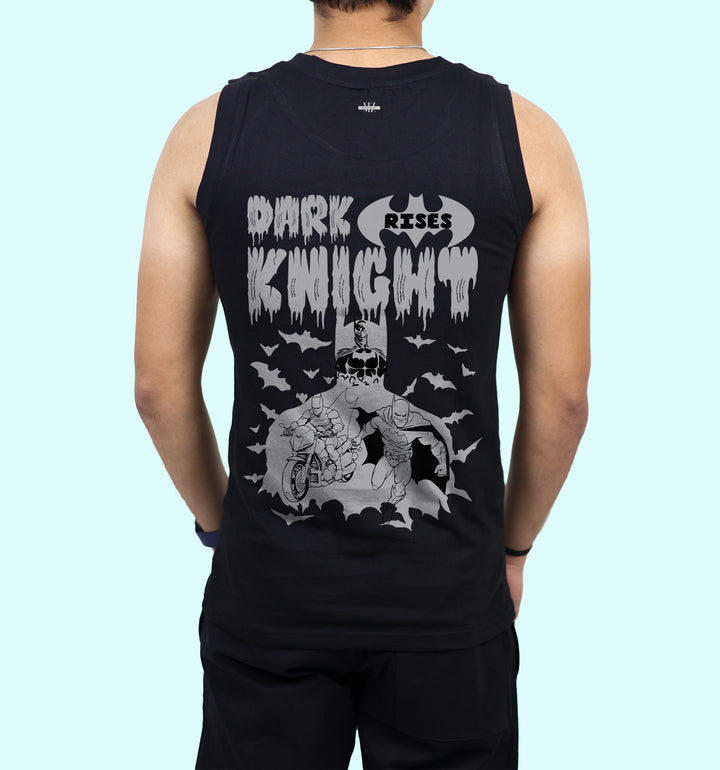 Dark Knight Rises - Batman Super Hero Back Print vest In Black - Mon Zurich Fan Art Printed Collection