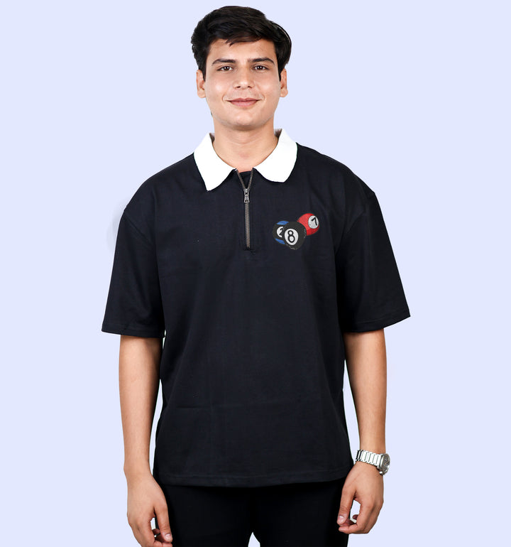 Billiard Balls Sports Polo T-Shirt In Black - Mon Zurich Fan Art Printed Collection