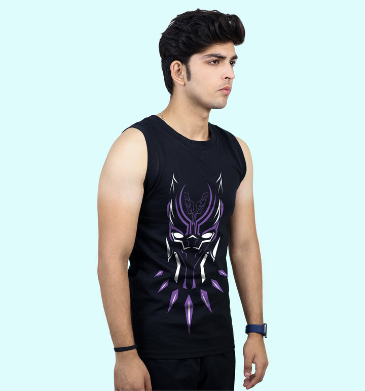 Black Panther Super Hero front print Vest In Black - Mon Zurich Fan Art Printed Collection