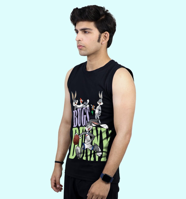 Buggs Bunny Cartoons And Comics front print Vest In Black - Mon Zurich Fan Art Printed Collection