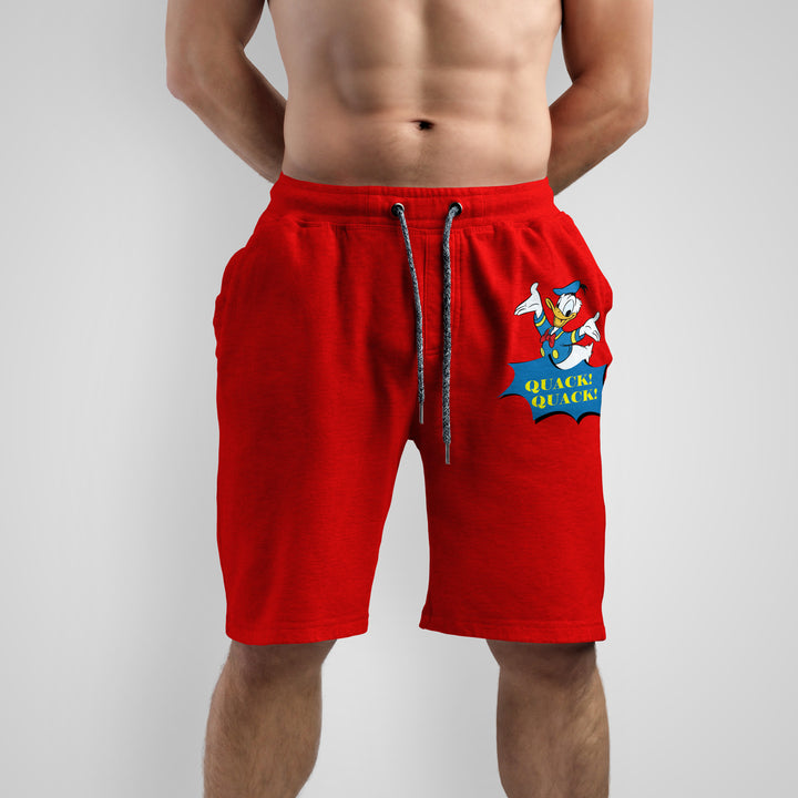 Donald Duck Cartoons And Comics Front print Shorts In Red - Mon Zurich Fan Art Printed Collection