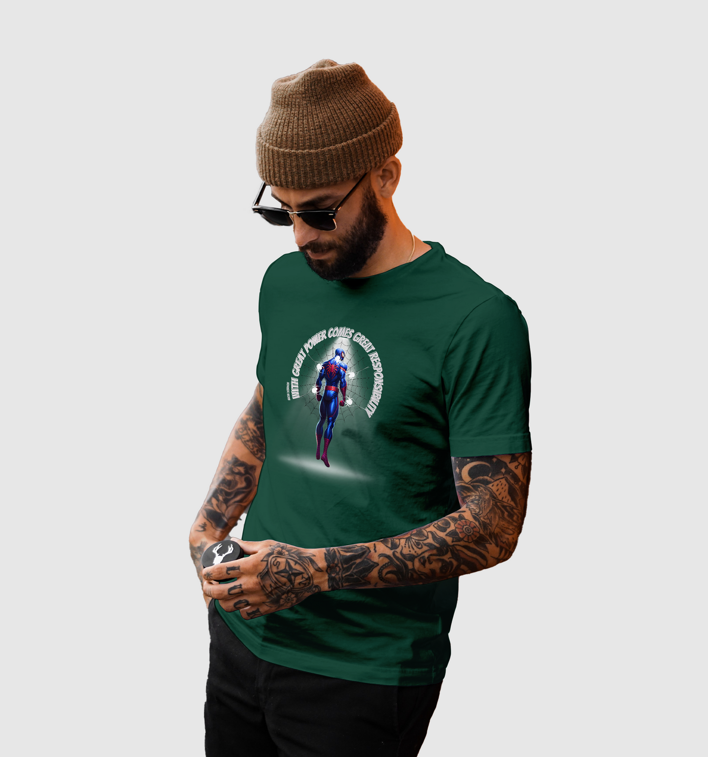 With Great Power Comes Great Responsibility T-Shirt In Dark - Mon Zurich Originals