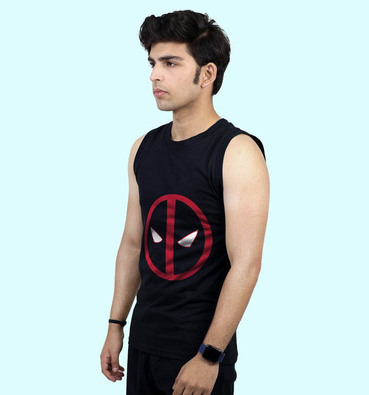 Deadpool Super Hero Front print Vest In Black - Mon Zurich Fan Art Printed Collection