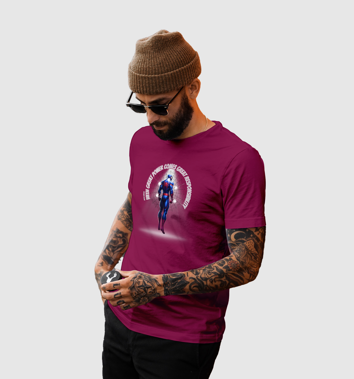 With Great Power Comes Great Responsibility T-Shirt In Dark - Mon Zurich Originals