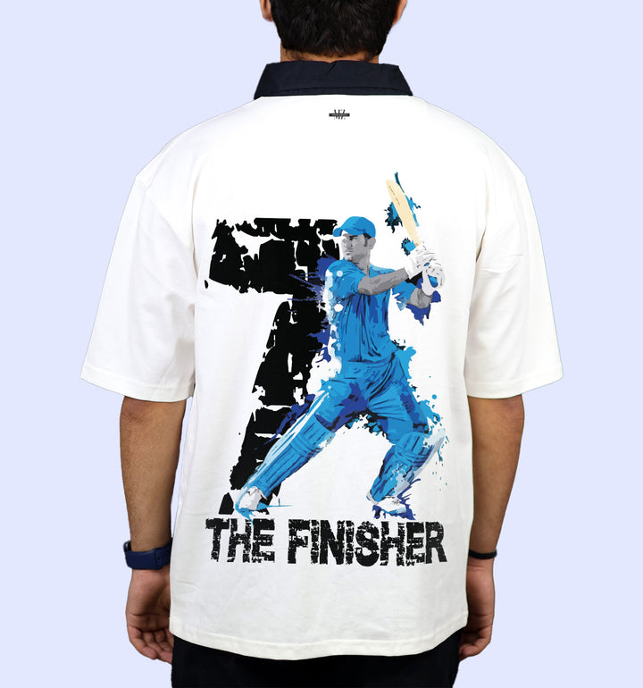 The Finisher- Jersey 7 Sports Back print Polo T-Shirt In White - Mon Zurich Fan Art Printed Collection