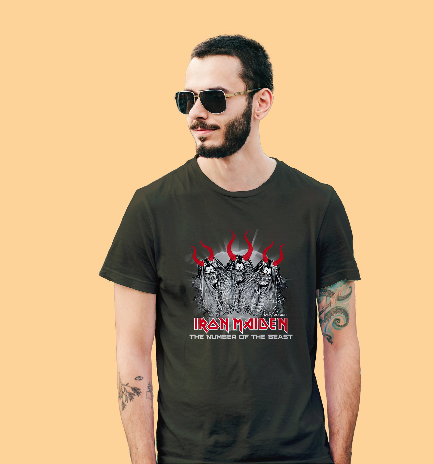 The Number Of The Beast- Iron Maiden T-Shirt In Dark - Mon Zurich Originals