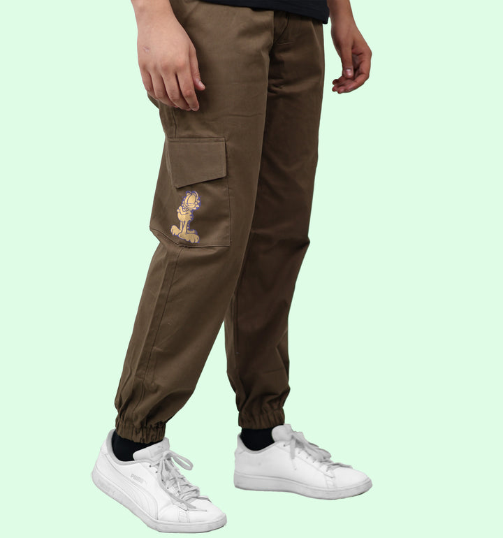 Garfeild Cartoons And Comics printed Cargo Jogger In Chocolate - Mon Zurich Fan Art Printed Collection