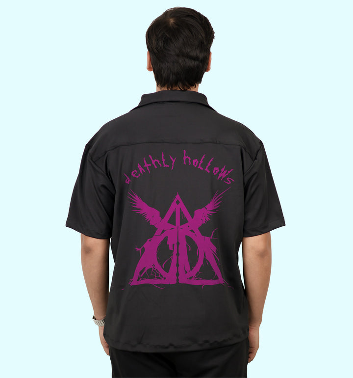 Deathly Hollows - Hp Movies And Tv Shows Back print Casual Shirt In Black - Mon Zurich Fan Art Printed Collection