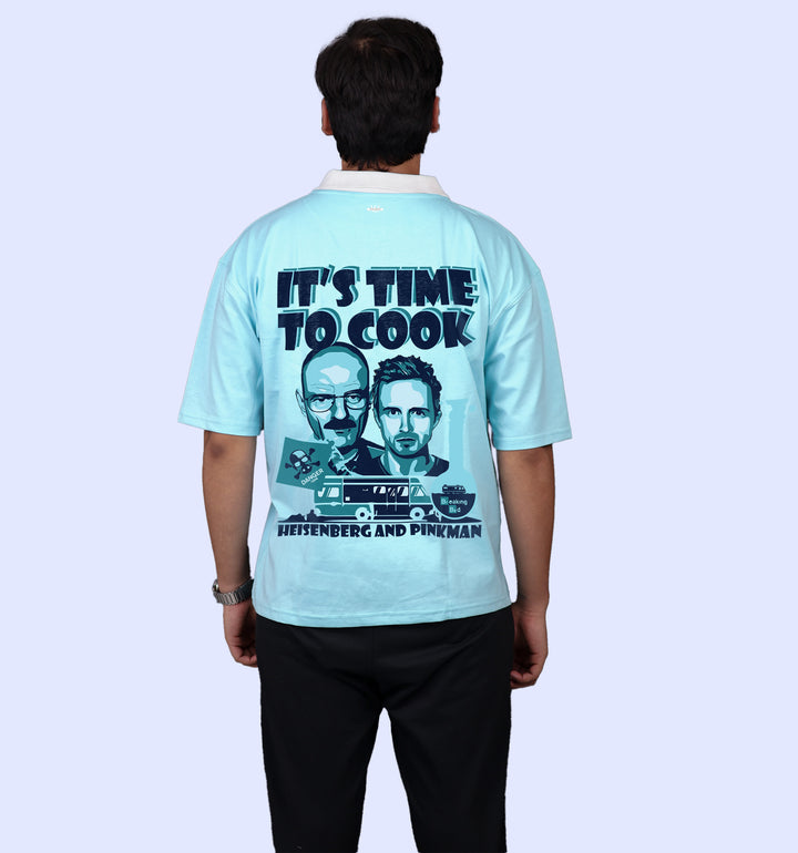 Heisenberg And Pink Man - It'S Time To Cook - Fan Art Print - Oversized Polo T-Shirt