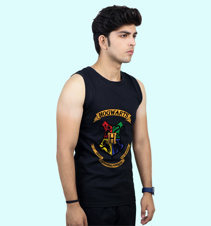 Hogwarts Movies And Tv Shows Front print Vest In Black - Mon Zurich Fan Art Printed Collection