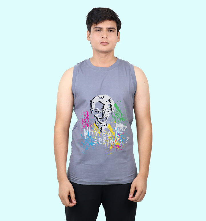 Joker Movies And Tv Shows Front print Vest In Gray - Mon Zurich Fan Art Printed Collection