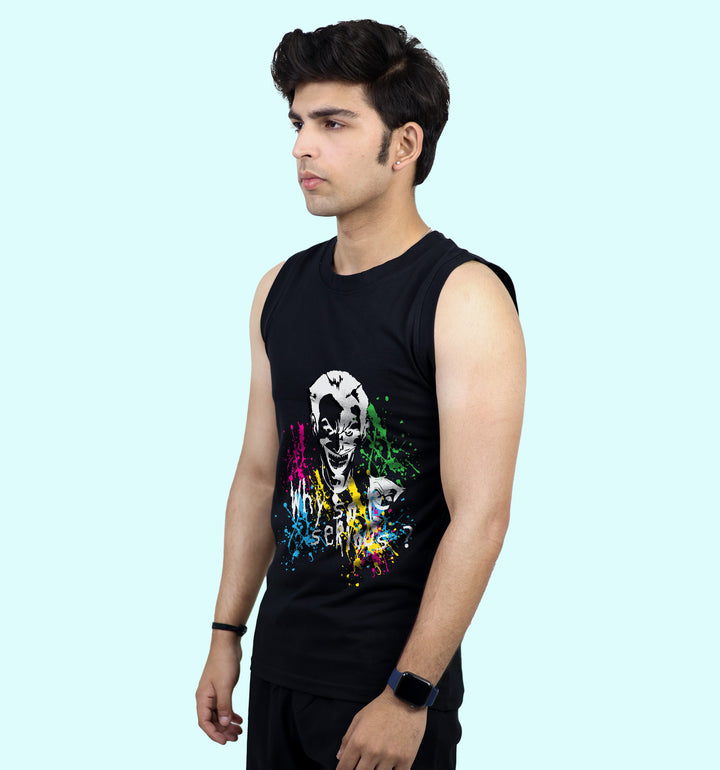 Joker Movies And Tv Shows Front print Vest In Black - Mon Zurich Fan Art Printed Collection