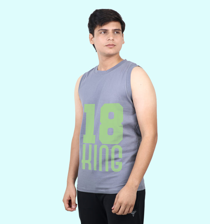 King - Jersey 18 Games And Sports Front print Vest In Gray - Mon Zurich Fan Art Printed Collection