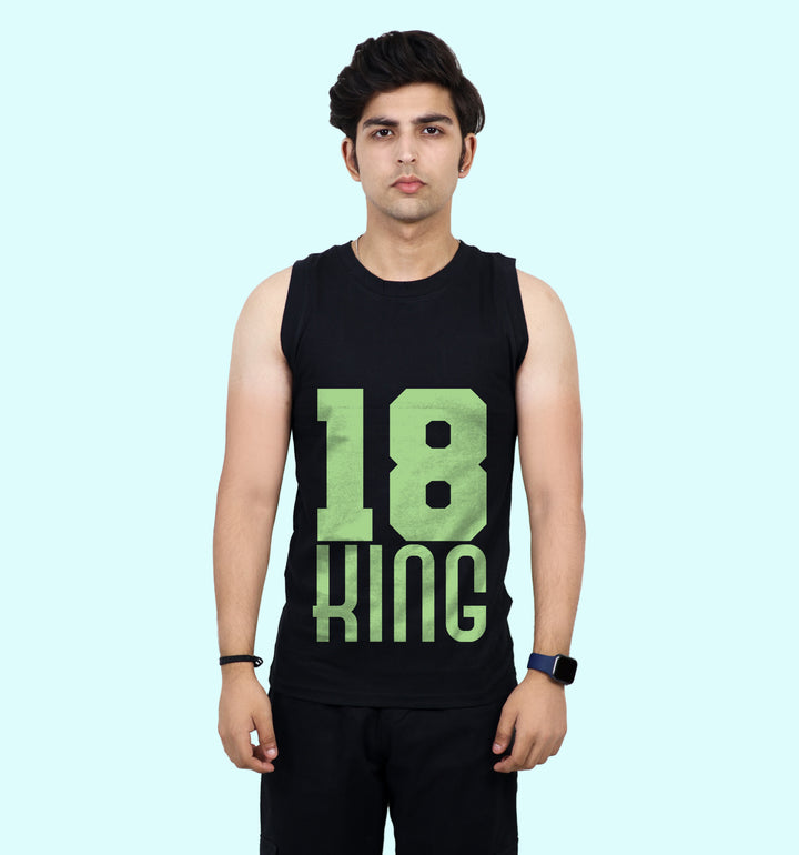 King - Jersey 18 Games And Sports Front print Vest In Black - Mon Zurich Fan Art Printed Collection