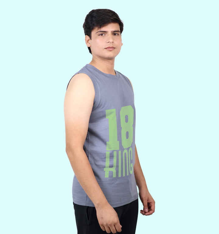 King - Jersey 18 Games And Sports Front print Vest In Gray - Mon Zurich Fan Art Printed Collection