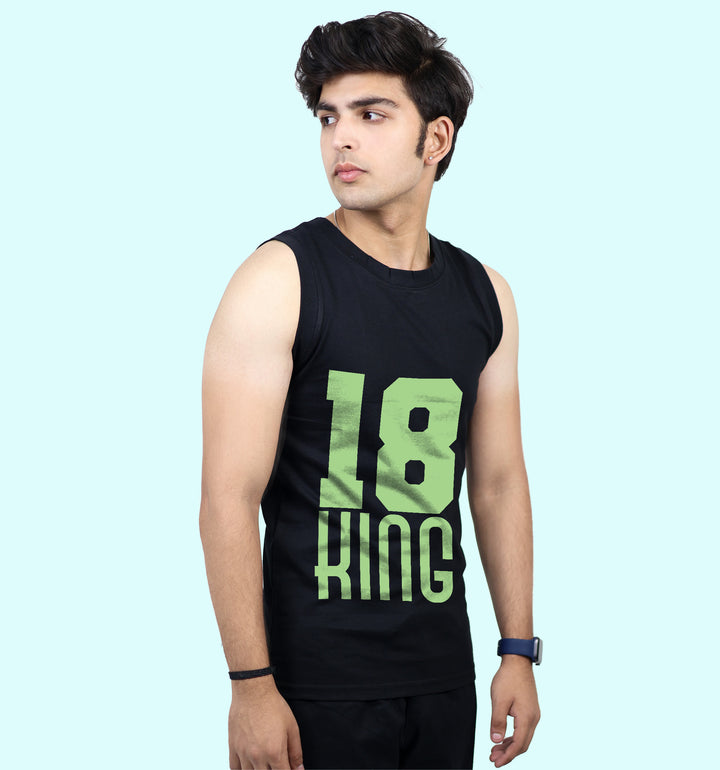 King - Jersey 18 Games And Sports Front print Vest In Black - Mon Zurich Fan Art Printed Collection