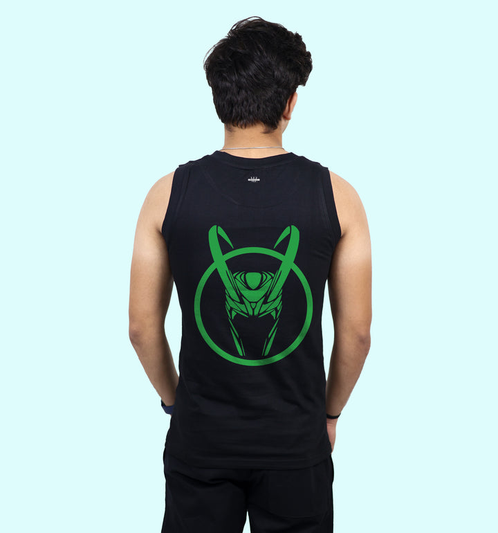 Loki - Gof Of Mischeif Movies And Tv Shows Back print Vest In Black - Mon Zurich Fan Art Printed Collection