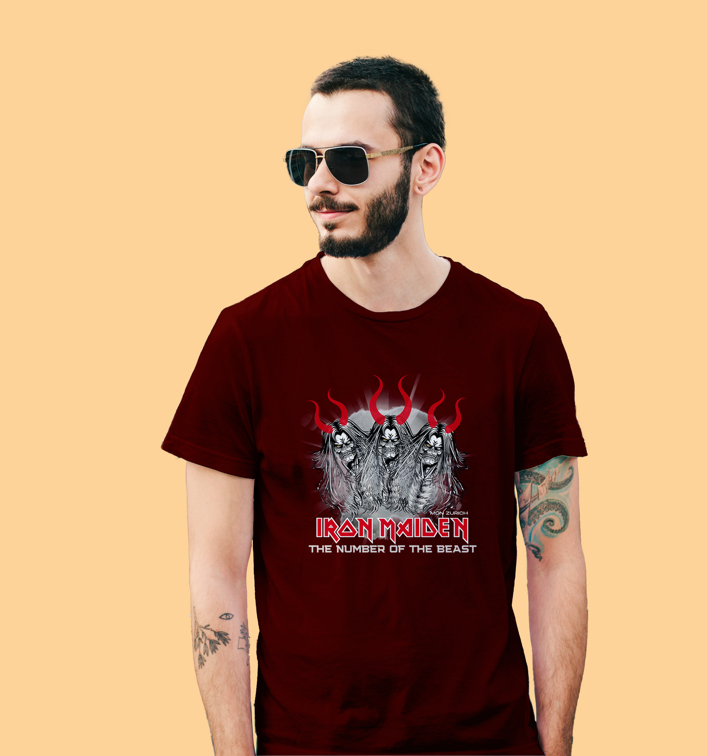 The Number Of The Beast- Iron Maiden T-Shirt In Dark - Mon Zurich Originals