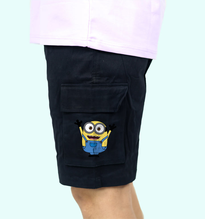 Minions - Banana! Cartoons And Comics Front print Shorts In Black - Mon Zurich Fan Art Printed Collection