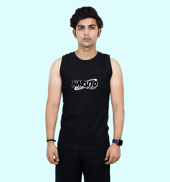 Naruto Anime back print Vest In Black - Mon Zurich Fan Art Printed Collection