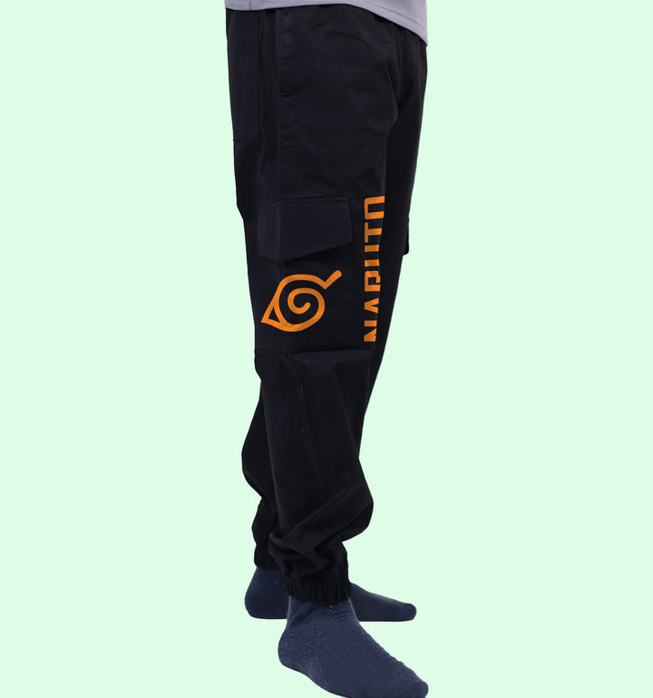 Uzumaki Anime Printed Cargo Jogger In Black - Mon Zurich Fan Art Printed Collection