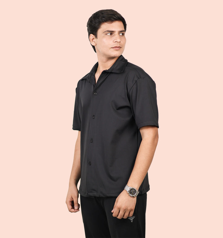 Mon Zurich Plain Casual Shirt In Black - Mon Zurich Plain Collection