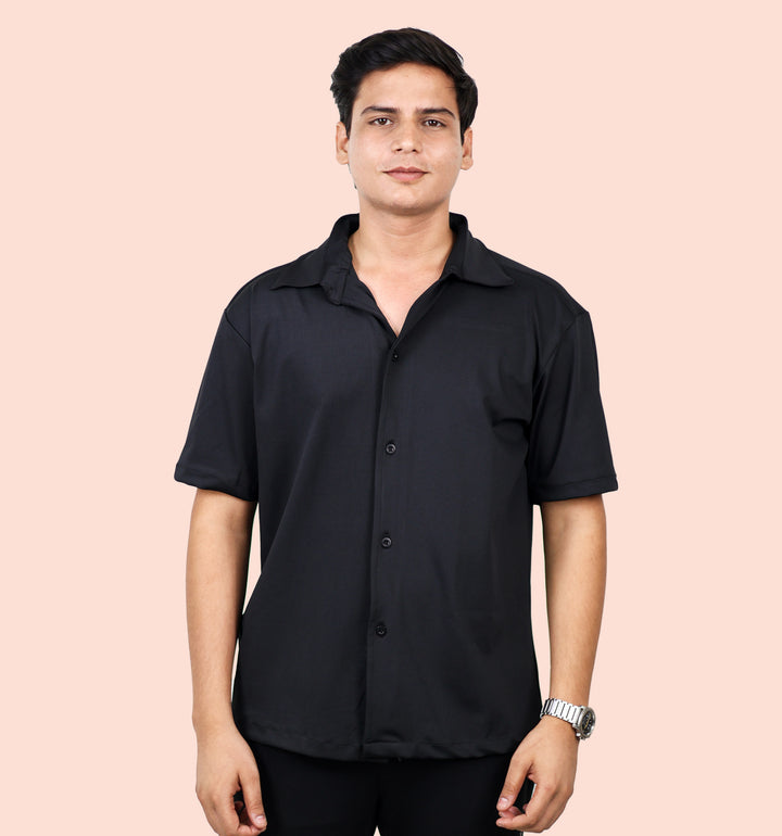 Mon Zurich Plain Casual Shirt In Black - Mon Zurich Plain Collection