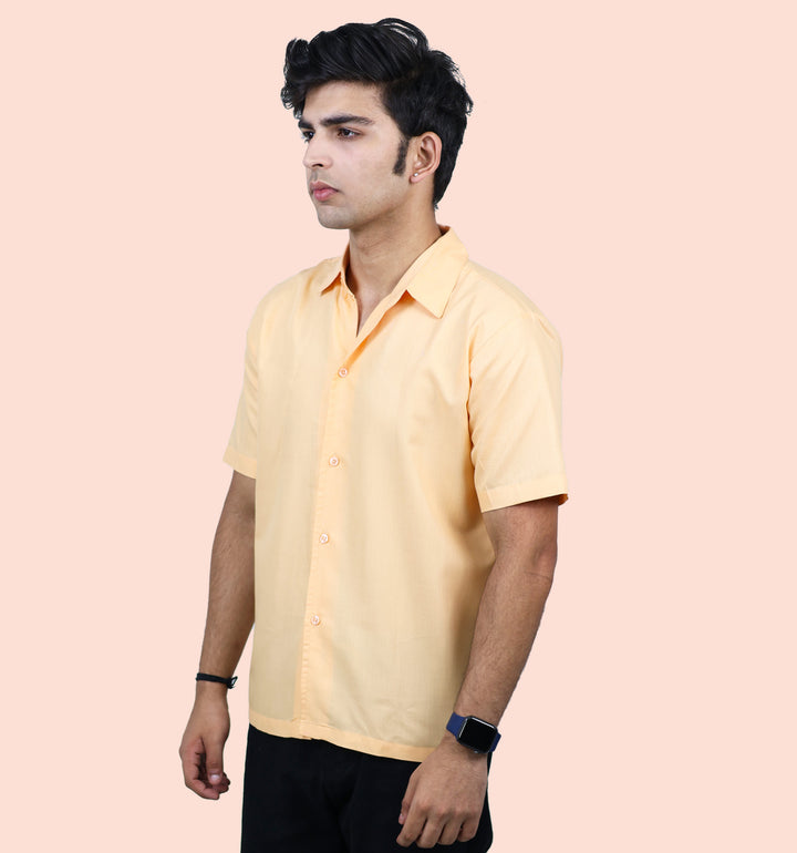 Mon Zurich Plain Casual Shirt In Peach - Mon Zurich Plain Collection