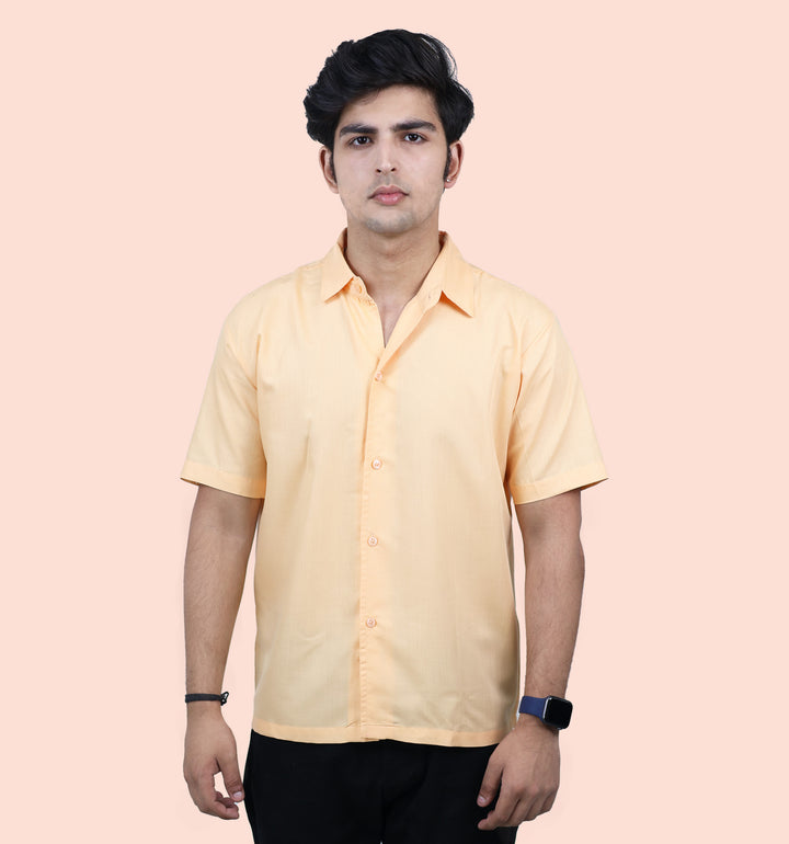 Mon Zurich Plain Casual Shirt In Peach - Mon Zurich Plain Collection